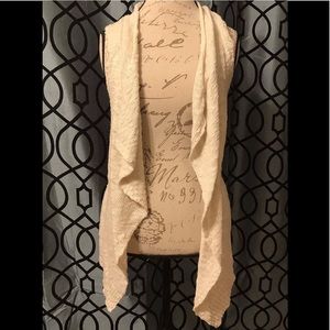 Cream Knit Sleeveless Waterfall Open Sweater S/M